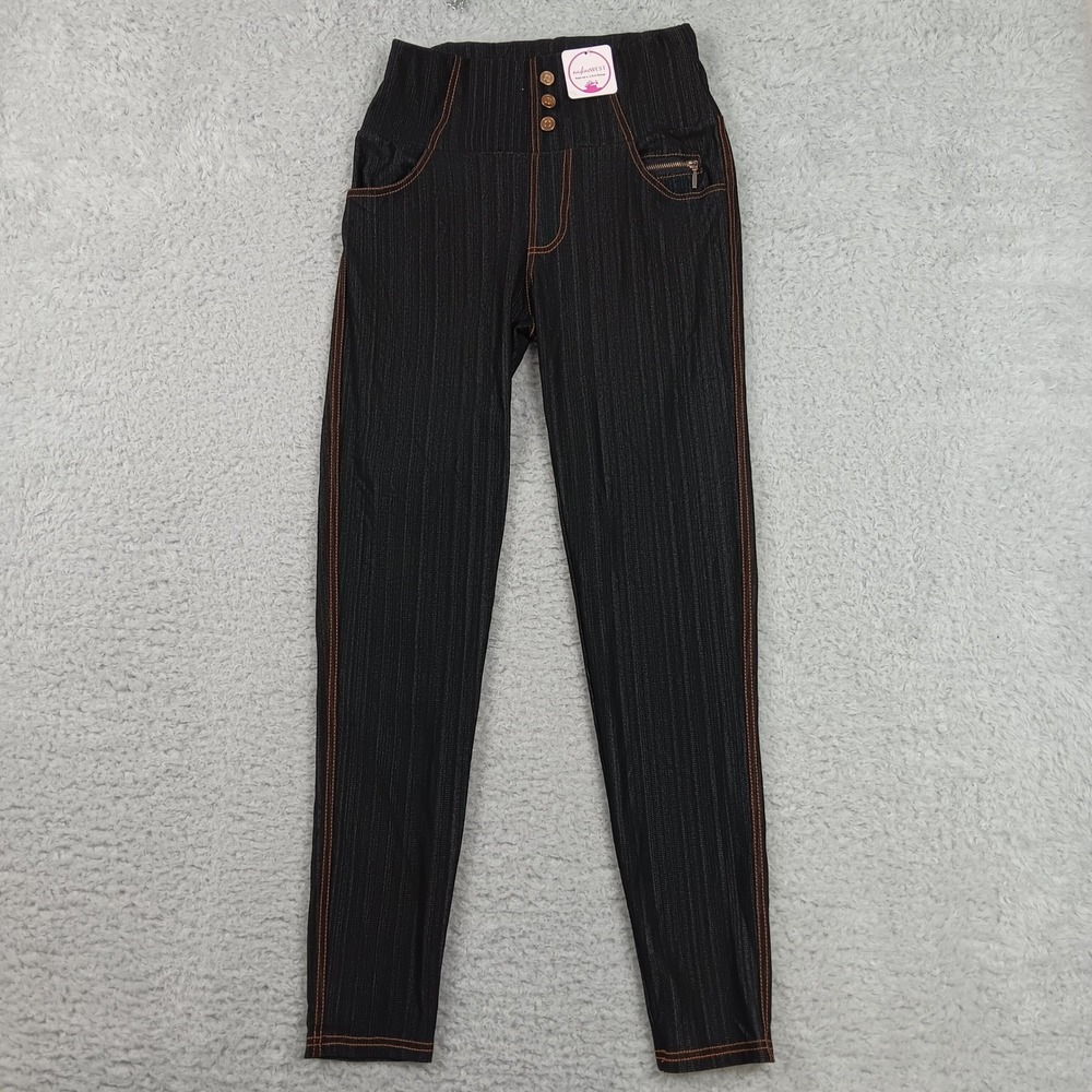 Shiela Rose Leggings Womens Large Black High Rise Contrast Stitch Skinny 7.3148
